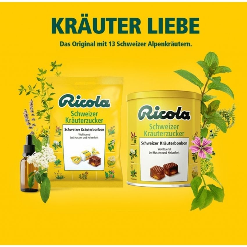 Viên Kẹo ngậm ho Ricola của Đức hộp 250g thảo dược giúp ngăn ngừa ho và làm dịu cơn đau khàn giọng - mẹ bean bon