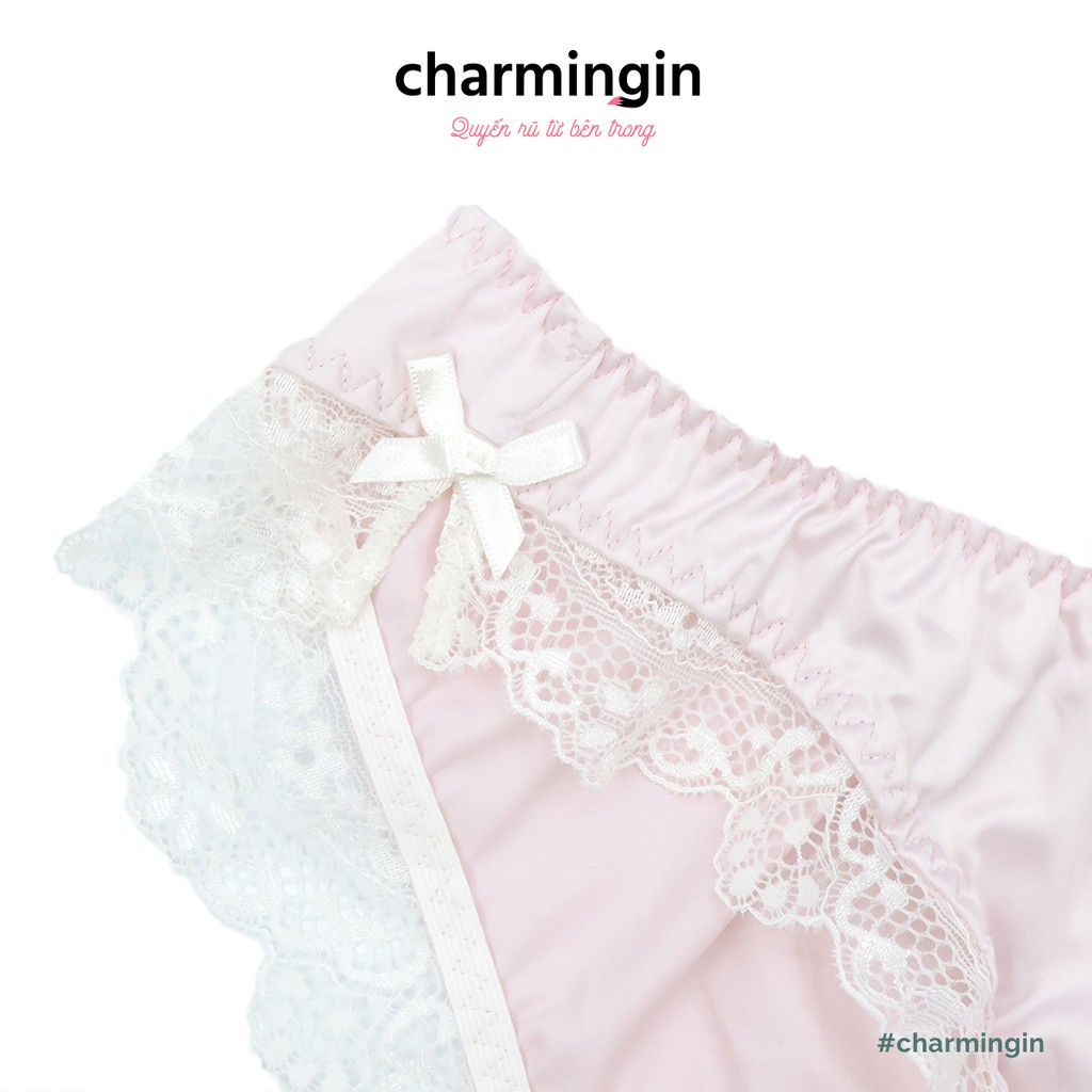 Quần lót satin lụa bóng viền ren nơ sang trọng size M - QLST0028