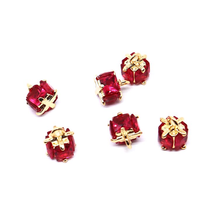 Mặt Dây Chuyền Hình Vuông 14k Màu Vàng Đồng Đính Đá Zircon Hình Vuông diy