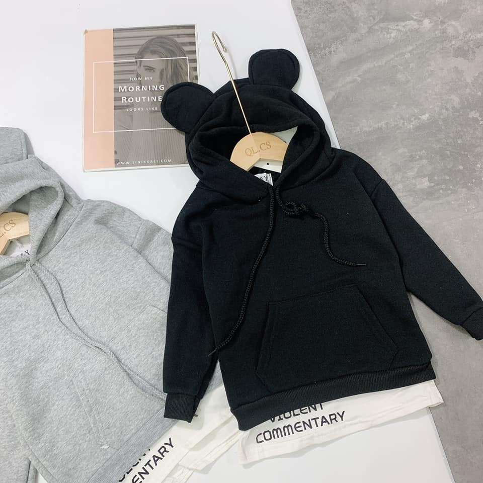 Áo nỉ hoodie có mũ cho bé trai bé gái dày dặn có mũ tai chuột kèm dây rút siêu ấm cho bé JIMADO SF1268