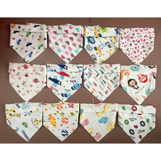 Yếm cotton, khăn yếm tam giác cotton 2 lớp khuy bấm tiện lợi cho bé