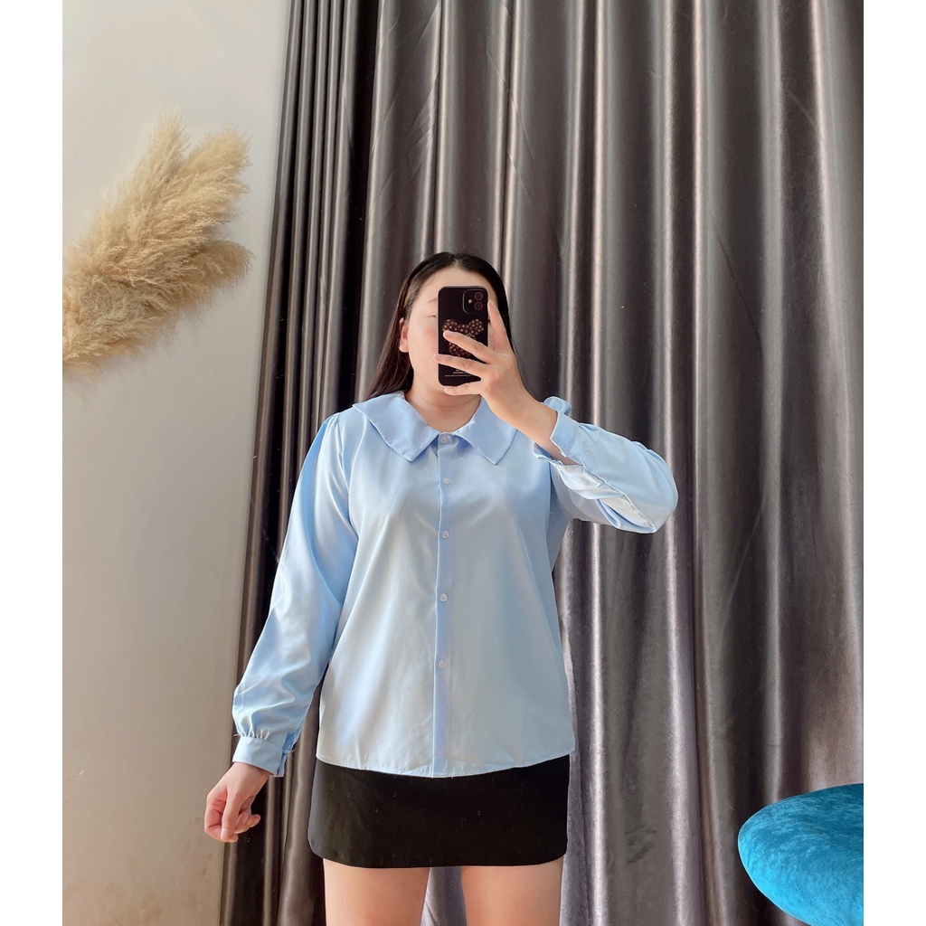 Áo Sơ Mi Nữ Tay Dài Bigsize Phom Rộng,Thích Hợp Mặc Đi Làm Đi Học Đi Chơi MÃ AT5