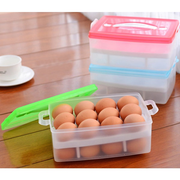 Hộp đựng trứng 24 quả 2 tầng - Khay đựng trứng gà có nắp