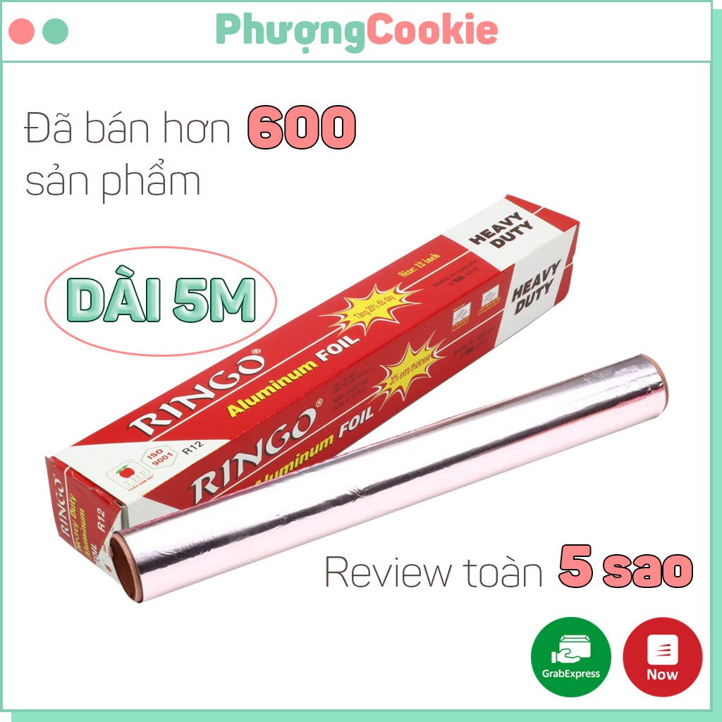 Giấy bạc nướng, bọc thực phẩm Ringo 5m dùng để nướng thịt, cá, bánh