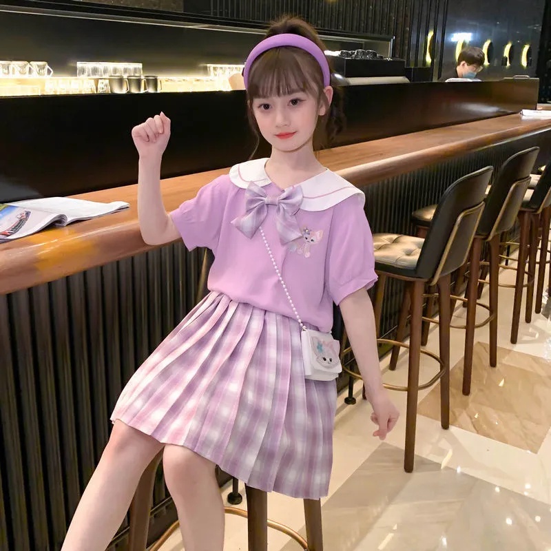Set 2 Món Áo Phối Chân Váy Kiểu Hàn Quốc Thời Trang Cao Cấp Cho Bé Gái Từ 3-4 - 5-6 - 7-8 - 9-10 - 11-12 Tuổi