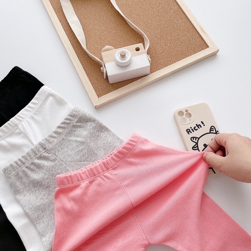 Sét 4 quần Lengging trơn cotton dài co giãn cho bé
