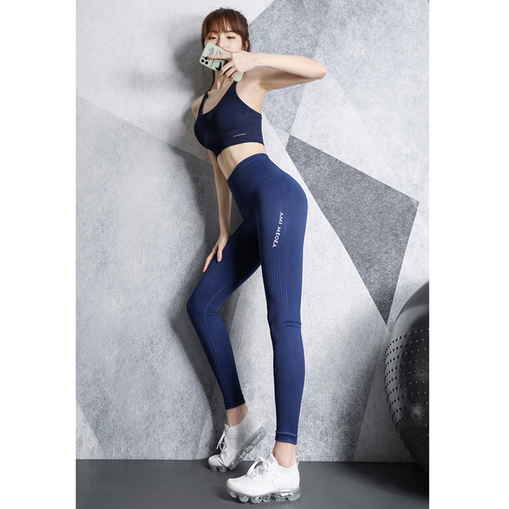 Quần Legging Tập Yoga Tập Gym Thể Thao Co Giãn, Nâng Mông, Lưng Cao - Hàng Chính Hãng miDoctor - Màu Xanh Cá Tính