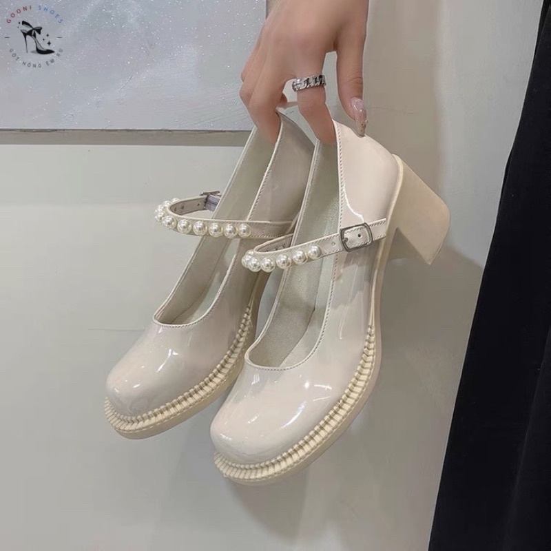 Giày maryjane đính ngọc phong cách Nhật Bản thời trang lolita dành cho nữ