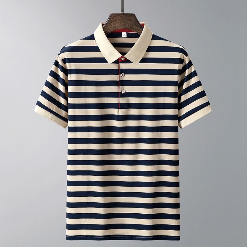 Áo Sơ Mi POLO Tay Ngắn Họa Tiết Sọc Bằng Cotton Chất Lượng Cao Thời Trang Mùa Hè Hàng Mới Dành Cho Bạn Nam