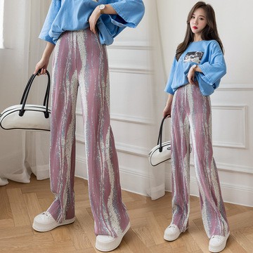 Quần tăm dáng dài rộng eo cao xếp ly màu nhuộm cá tính phong cách  cho bạn gái