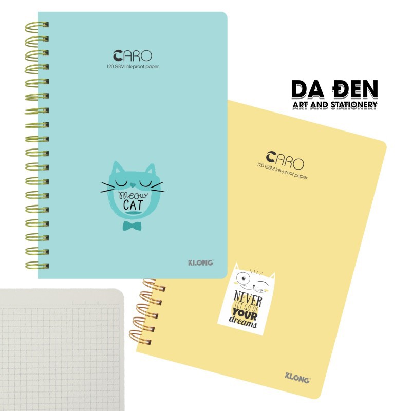 [DA ĐEN] KLONG Sổ Lò Xo Kép Caro B5- - 200 Trang; MS: 297