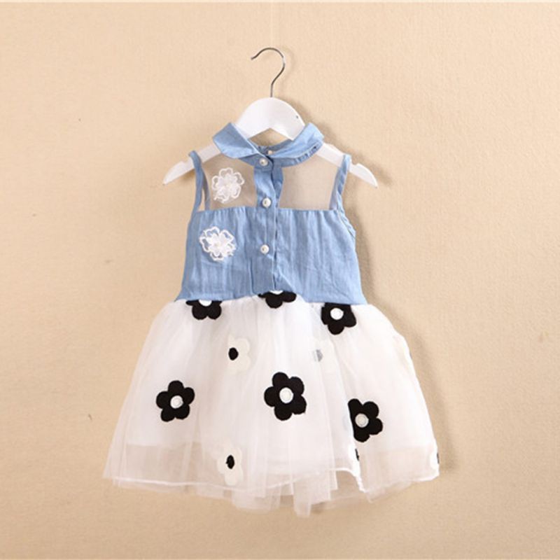 Váy denim kết hợp ren xoè công chúa đáng yêu cho bé gái