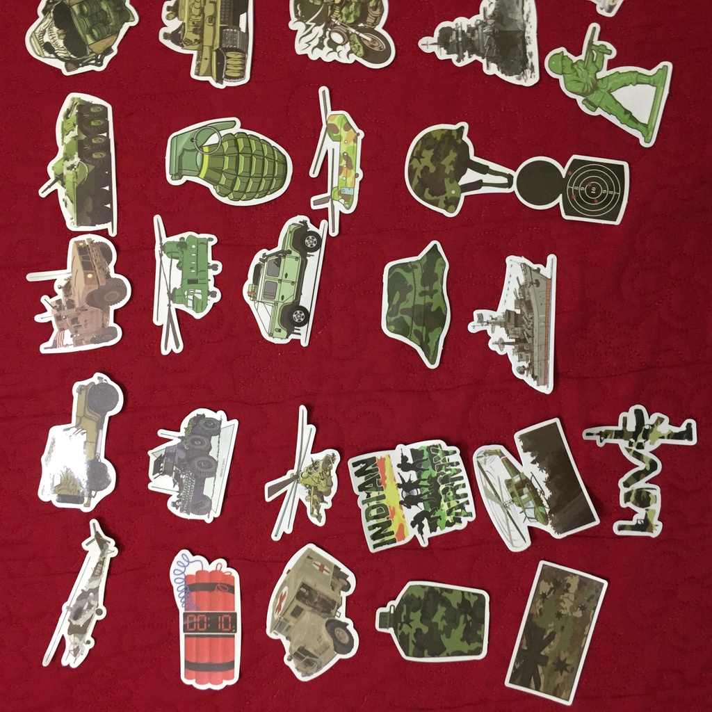 Set 50 hình dán Sticker Quân đội lính Army chống nước dán mũ bảo hiểm laptop xe máy