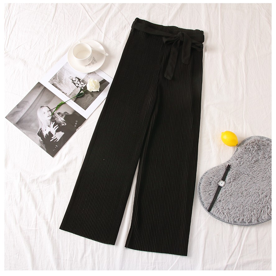 [Baywellfashion]Quần ống rộng màu trơn lưng thun co giãn cho nữ | BigBuy360 - bigbuy360.vn