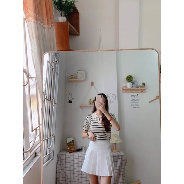 [Ảnh thật/Video]Áo len thu đông họa tiết  kẻ sọc Áo len croptop phong cách Hàn Quốc | BigBuy360 - bigbuy360.vn