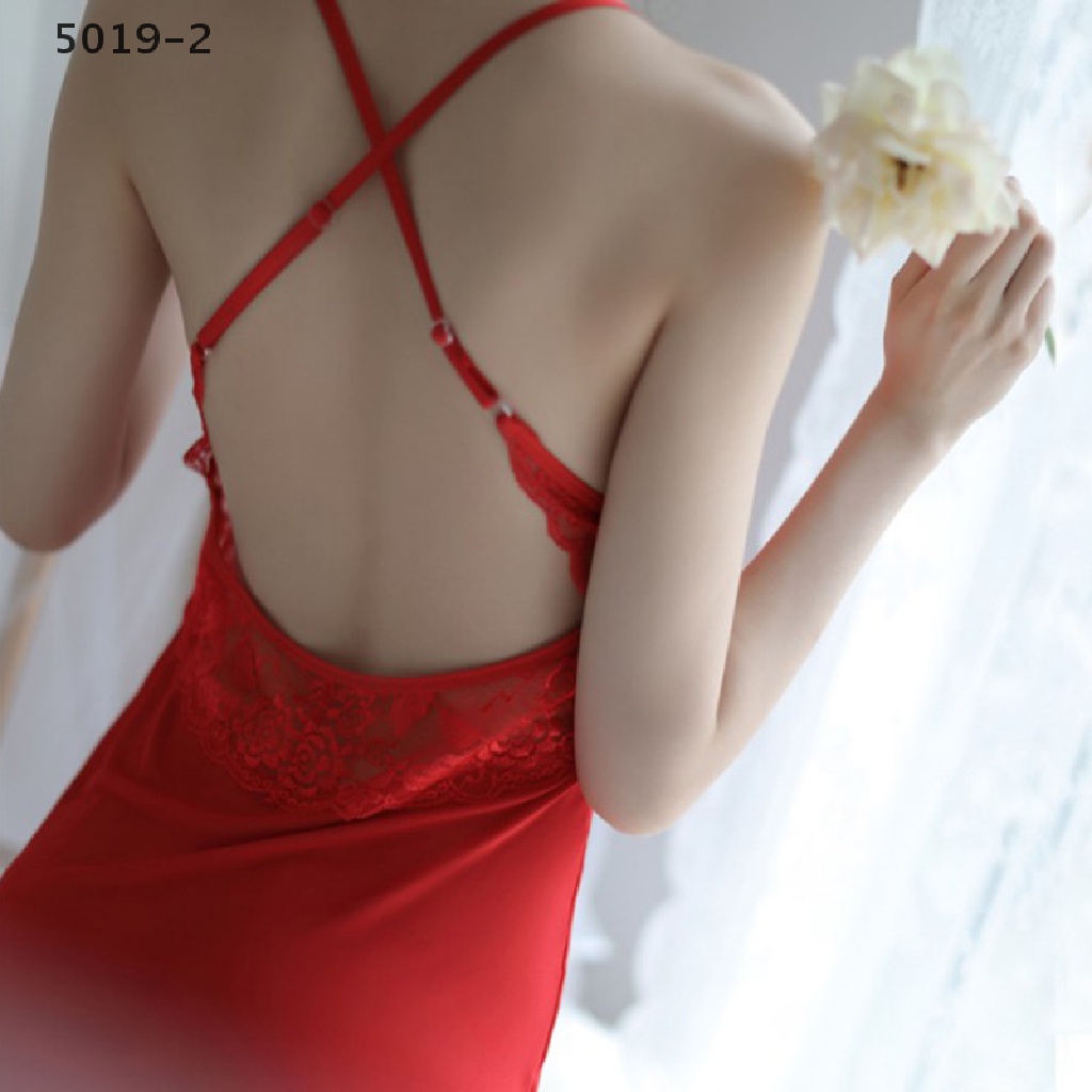 Đầm Ngủ Hai Dây Phối Ren Xuyên Thấu + Quần Lót Lọt Khe Thời Trang Quyến Rũ Dành Cho Nữ
