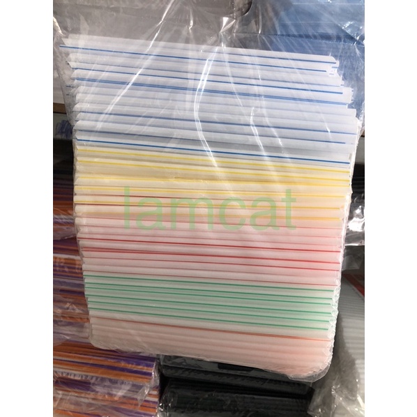 Ống hút nhựa phi 6 đủ màu đầu nhọn 500g uống nước mía, nước ngọt