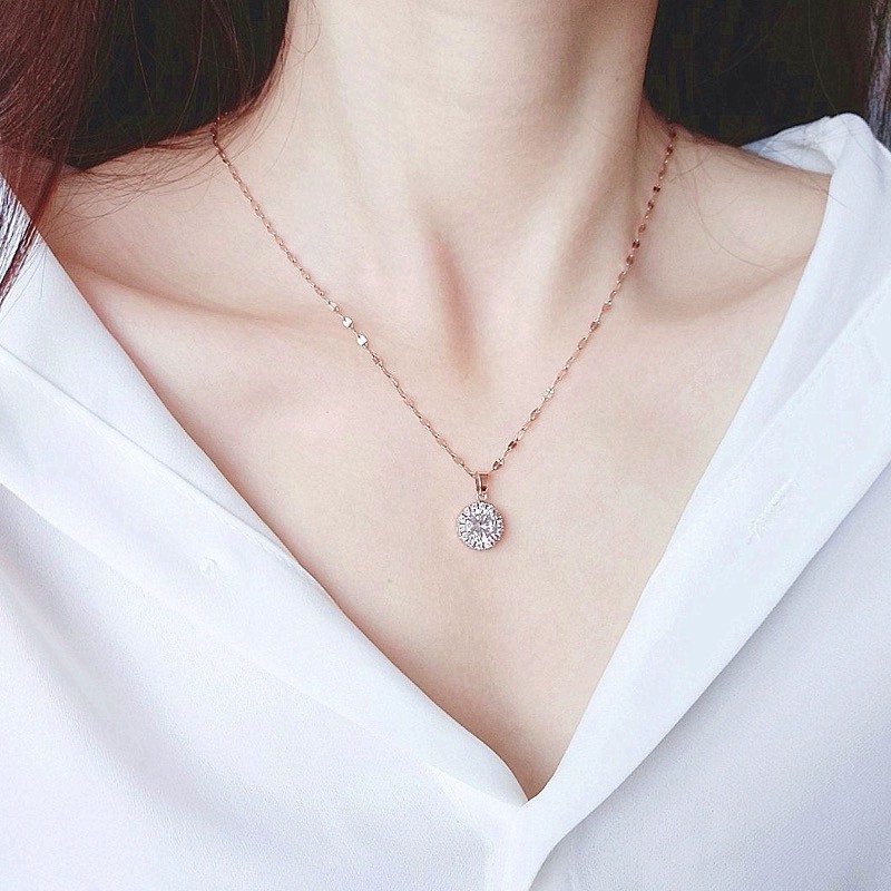 Nhẫn Tròn Bằng Thép Titan Đính Kim Cương Toàn Diện | Dây Chuyền Mặt Tròn Đính Đá Zircon Nhiều Màu Sắc Không Gỉ Chống Nhạy Cảm