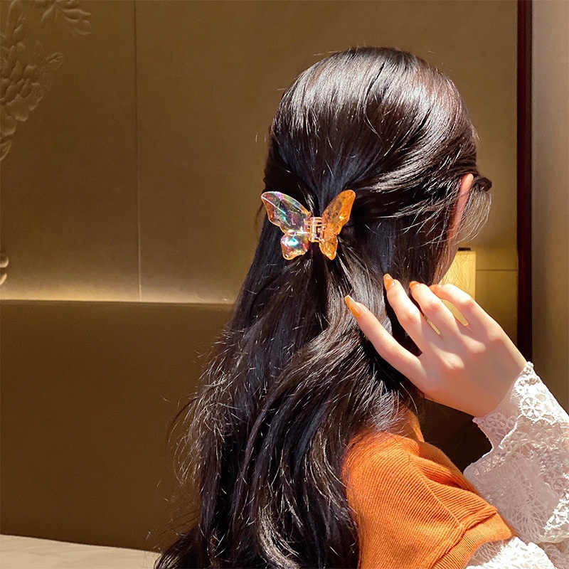 Kẹp Tóc Hình Bướm Trong Suốt Bằng Nhựa Acrylic Thời Trang Hàn Quốc
