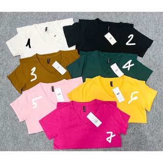 Áo thun nữ cổ tim H&M form basic vnxk