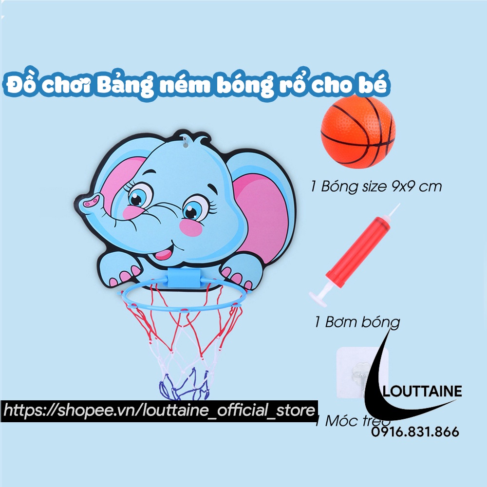 Bộ đồ chơi bóng rổ treo tường cho bé, bảng ném bóng rổ dán tường mini cho bé vui chơi