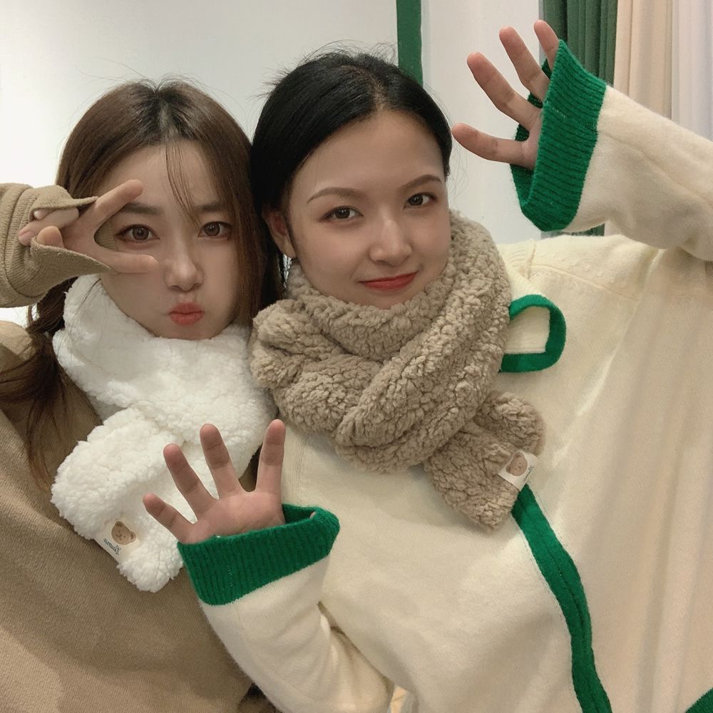 Khăn choàng cổ mùa đông bằng vải bông dày ấm áp nhiều màu sắc phong cách Hàn Quốc cho nữ