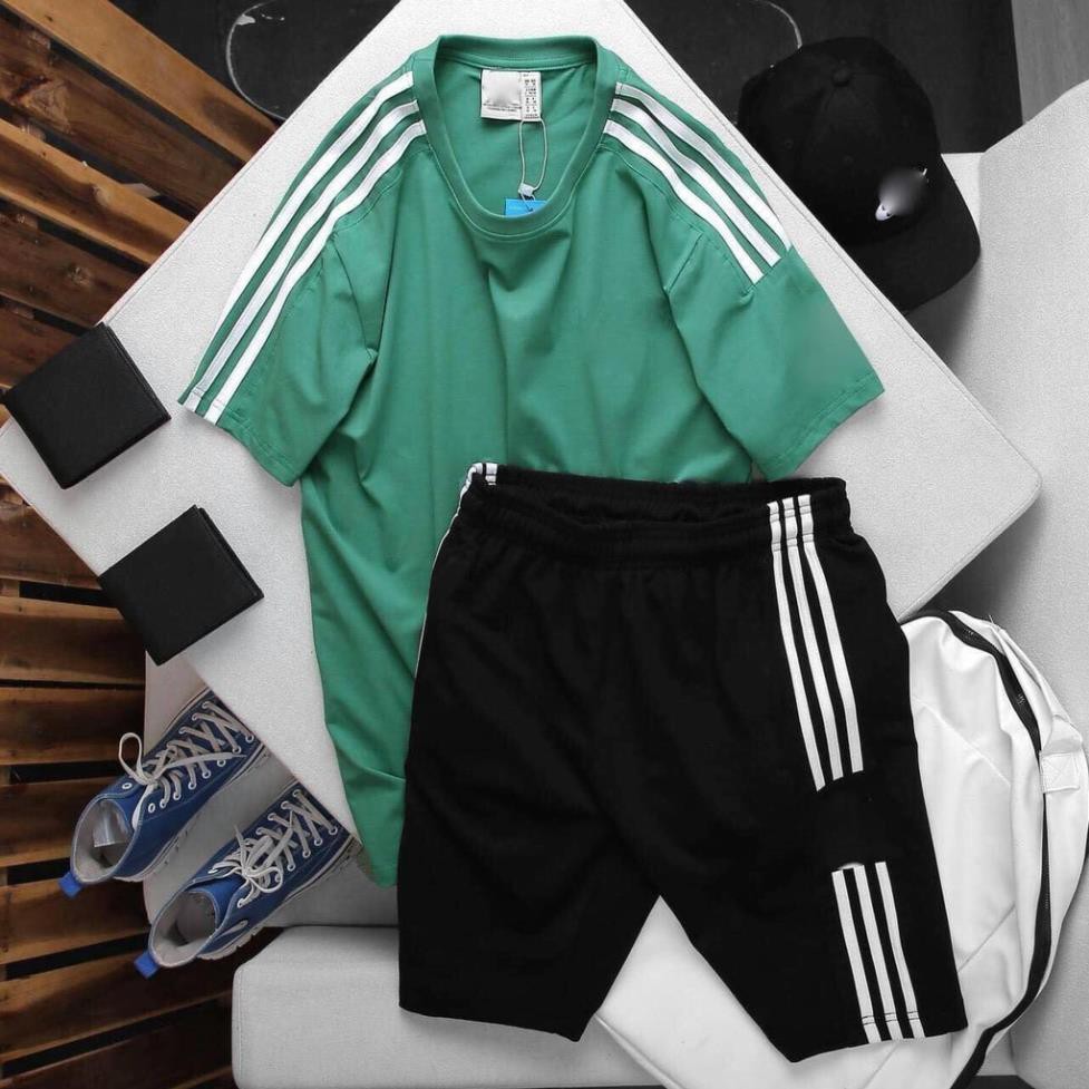 Bộ quần áo thể thao nam thun cao cấp, bộ adidas nam mùa hè cộc tay thun lạnh năng động tracksuit ་