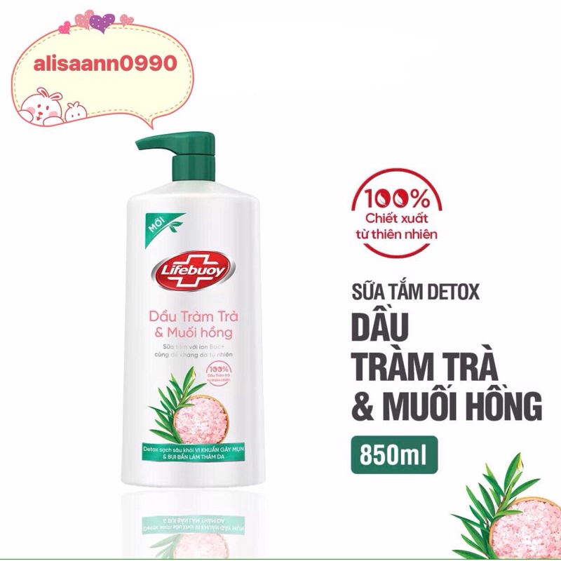 SỮA TẮM LIFEBUOY DẦU TRÀM TRÀ VÀ MUỐI HỒNG 850G