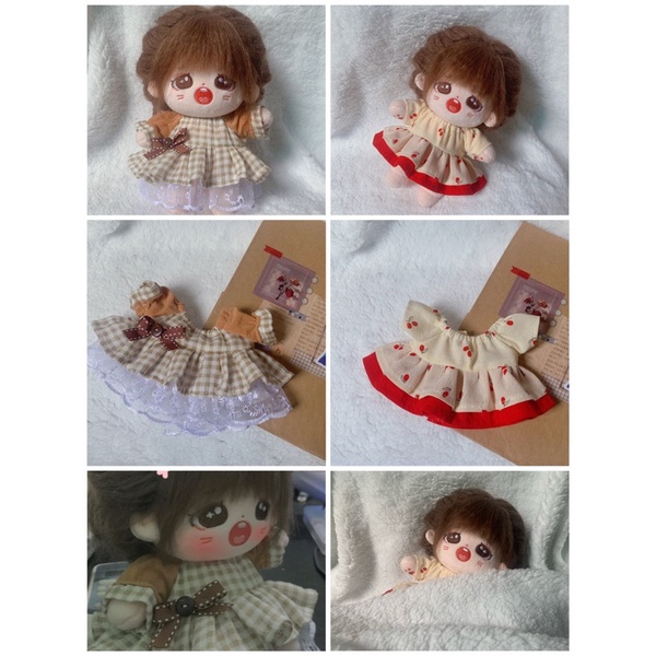 Outfit for doll 20cm.set váy cho doll. váy cherry