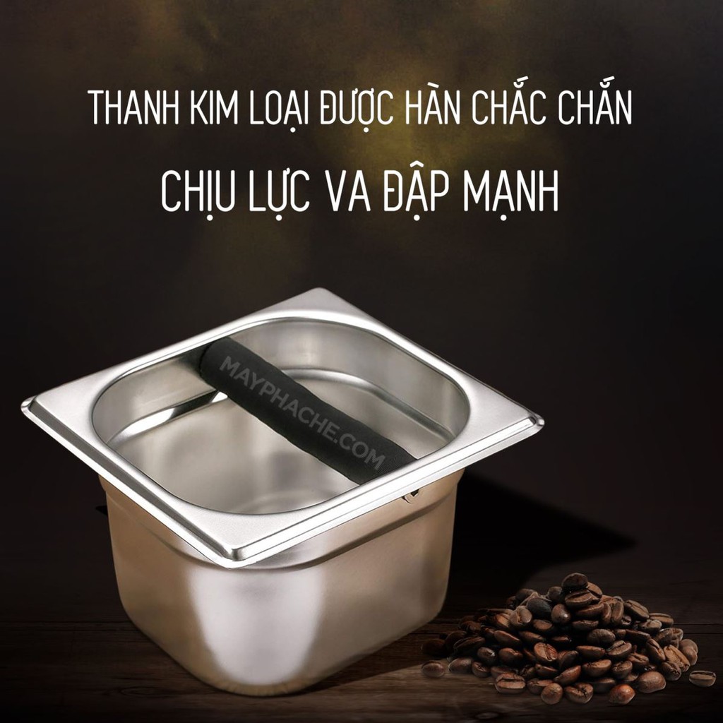 Hộp Hộc Đập Bã Cafe, Đựng Bã Cà Phê Inox Cao 10 - 15cm