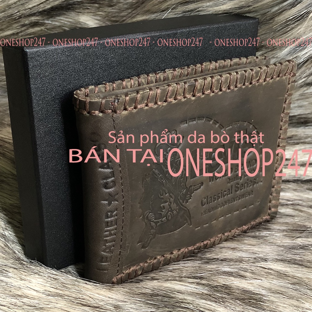 Bóp nam A174, ví nam HÌNH ÔNG ĐỊA MAY MẮN Da bò nam thật 100%