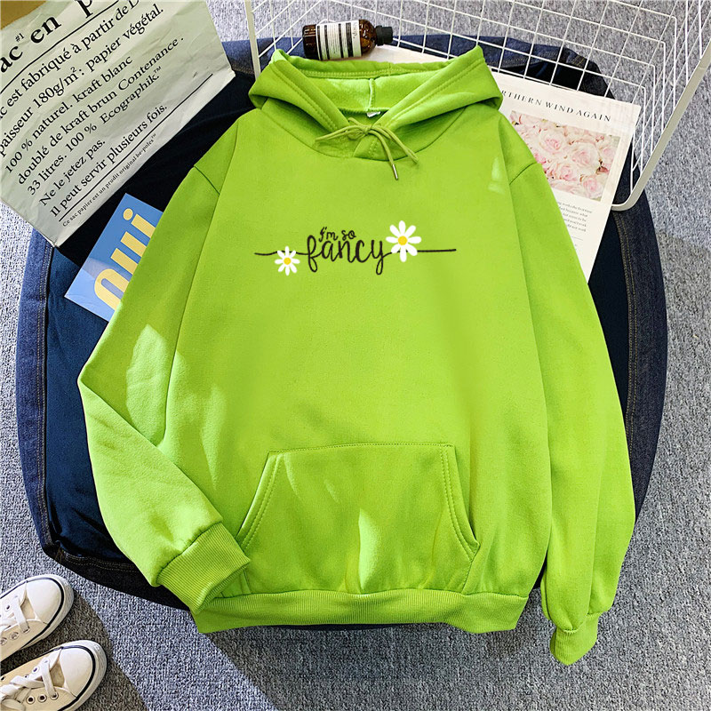 Hot Sale Long Sleeve Hooded K Fashion Elegant Letter Print Woman's Sweatshirts Pockets Breathable Hoody