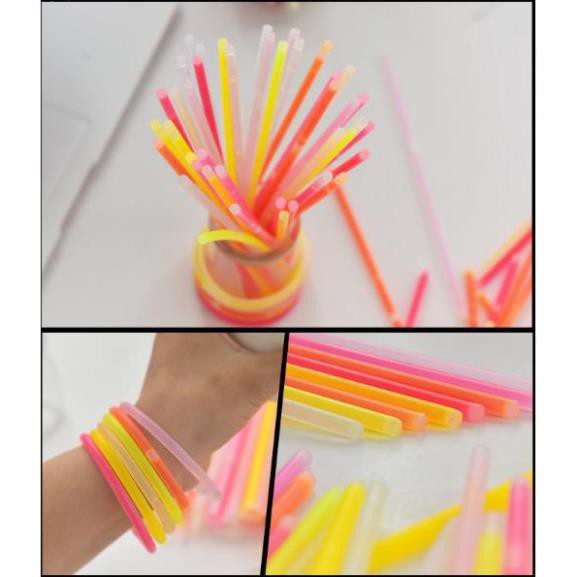 Hộp 100 Que Phát Sáng - Vòng Tay Dạ Quang ( Glow Stick ) Loại CỰC SÁNG