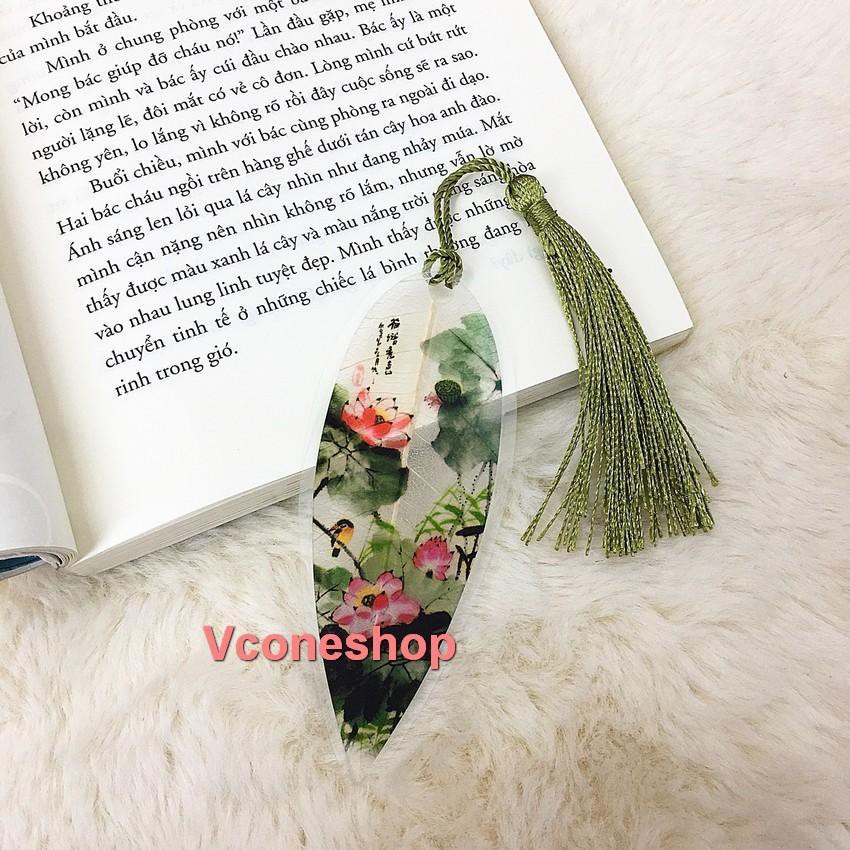 Bookmark gân lá cổ trang ép mỏng kẹp sách đánh dấu sách