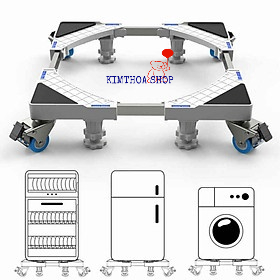 Chân kê máy giặt, tủ lạnh chống rung lắc có bánh xe và chân trợ lực