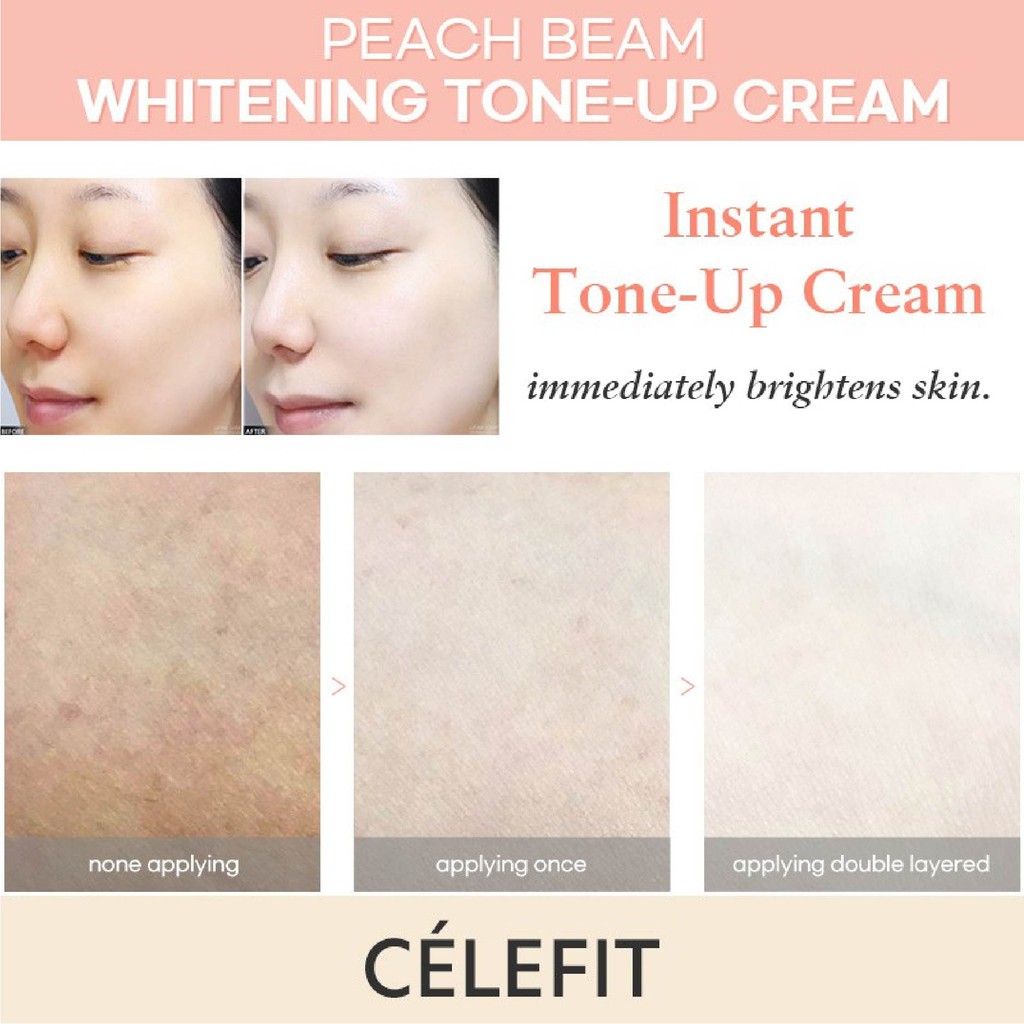 Sample Kem Dưỡng Trắng Da Célefit Peach Beam Real Tone-up Cream 1g