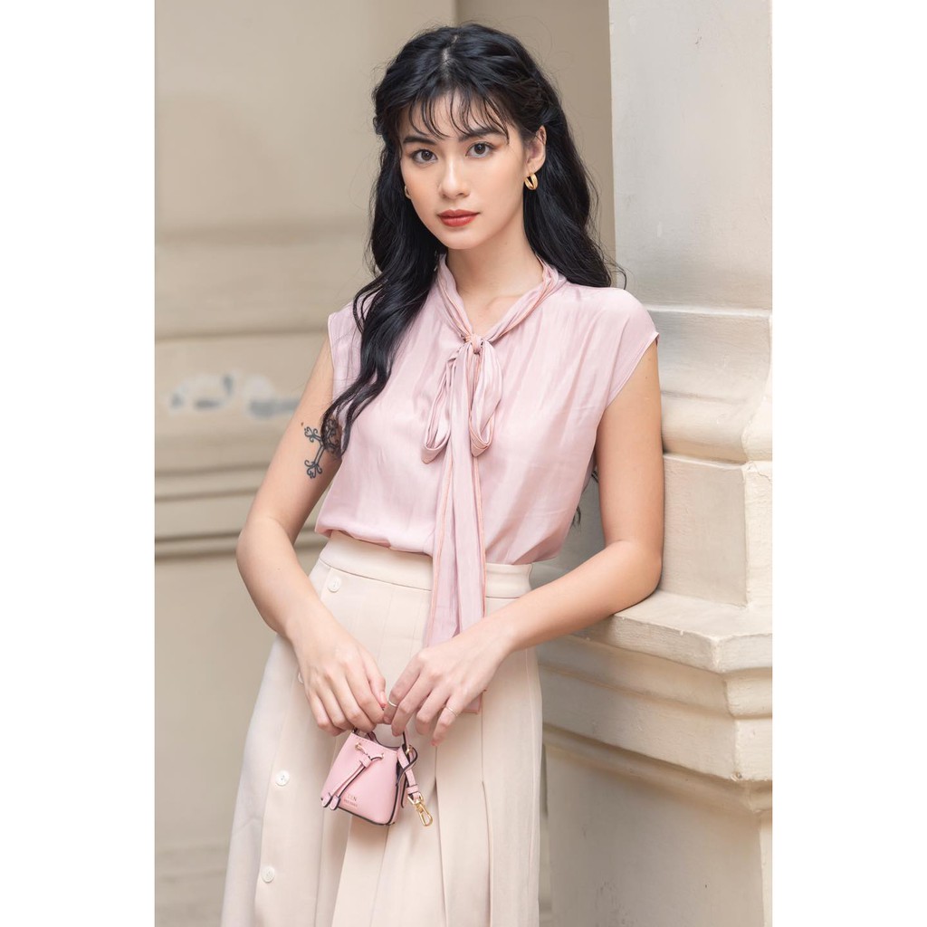 Áo lụa cột nơ / Váy xếp ly nút 1 bên | BigBuy360 - bigbuy360.vn
