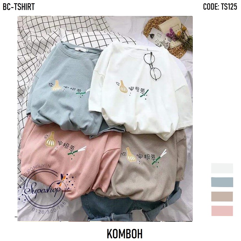 Áo thun tay lỡ KOMBOH phông Unisex nam nữ oversize form rộng đẹp ulzzang CỦ TỎI A18
