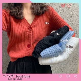 Cardigan len cổ V tay dài, áo len thu đông nhiều màu, áo len nữ dáng ngắn mẫu mới