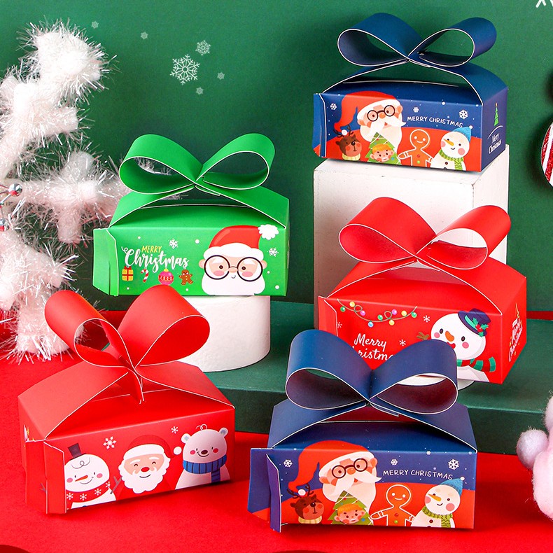 Hộp quà Giàng sinh/ Noel HÌNH NƠ, hộp quà đựng son, nước hoa, trang sức, bánh, kẹo socola