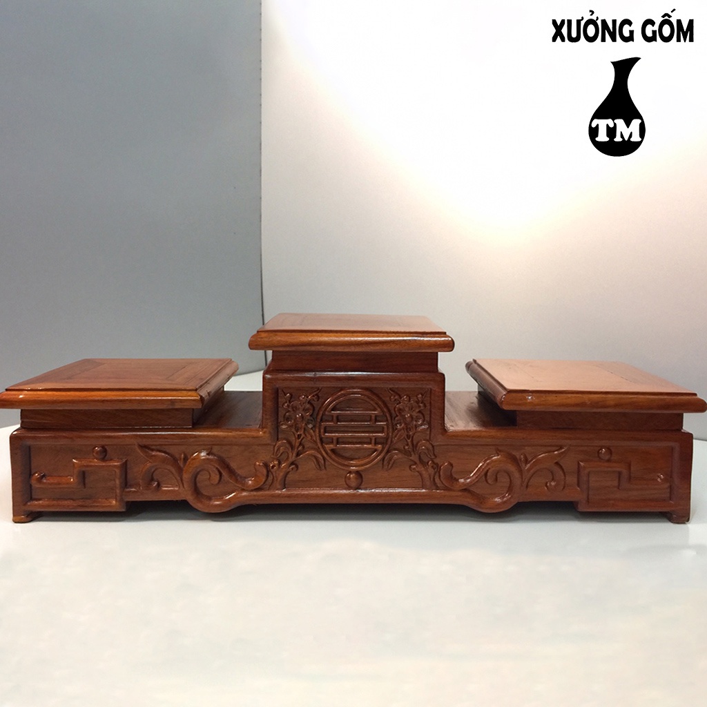 Tam Cấp Đế Kê Bát Hương Xưởng Gốm TM Bát Tràng Chất Liệu Gỗ Hương