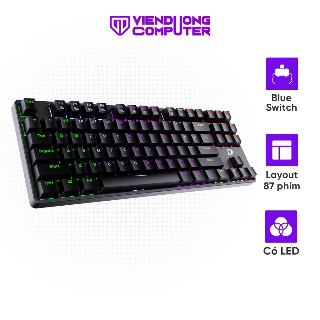 Bàn phím cơ Gaming DareU EK87 Black  bảo hành 24 tháng Viễn Dương Computer