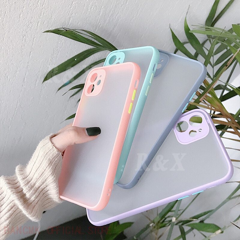 Ốp điện thoại nhám viền màu cho Oppo Reno 5 Reno 4 Reno 3 Pro Reno 2 Reno 2f Oppo A15 A53 A1K A91 A52 A92