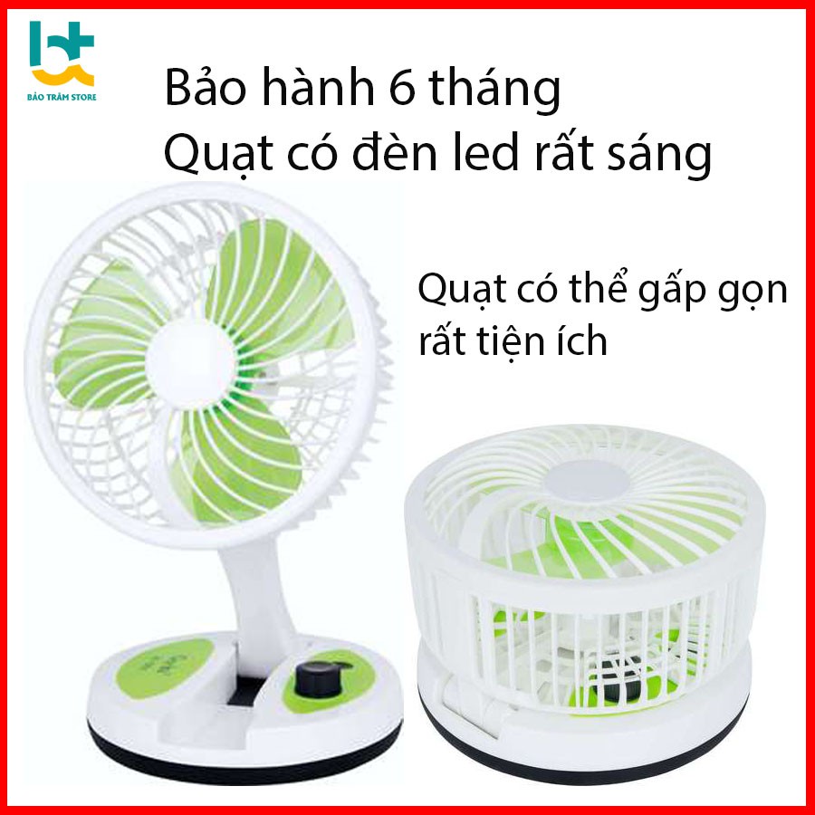 Quạt tích điện, Quạt tích điện mini gấp gọn đa năng có đèn led siêu sáng,nhỏ gọn tiện dụng