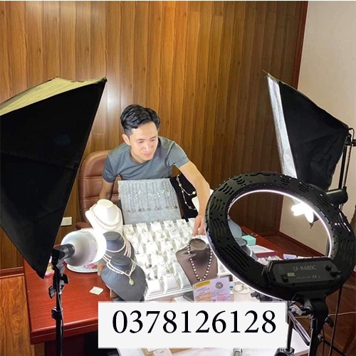 Bộ Đèn Studio Chụp Ảnh Mẫu, Livestream, Quay Phim Chuyên Nghiệp Softbox 50*70cm Chân 2m (chưa kèm bóng)