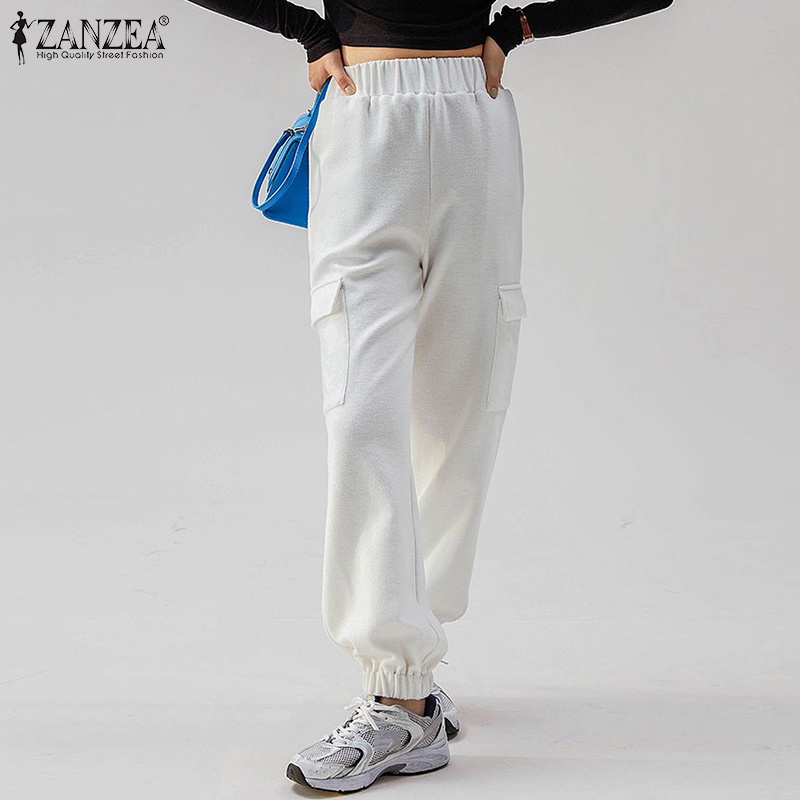 Quần dài ZANZEA ống rộng lưng thun thời trang hàn quốc dành cho nữ