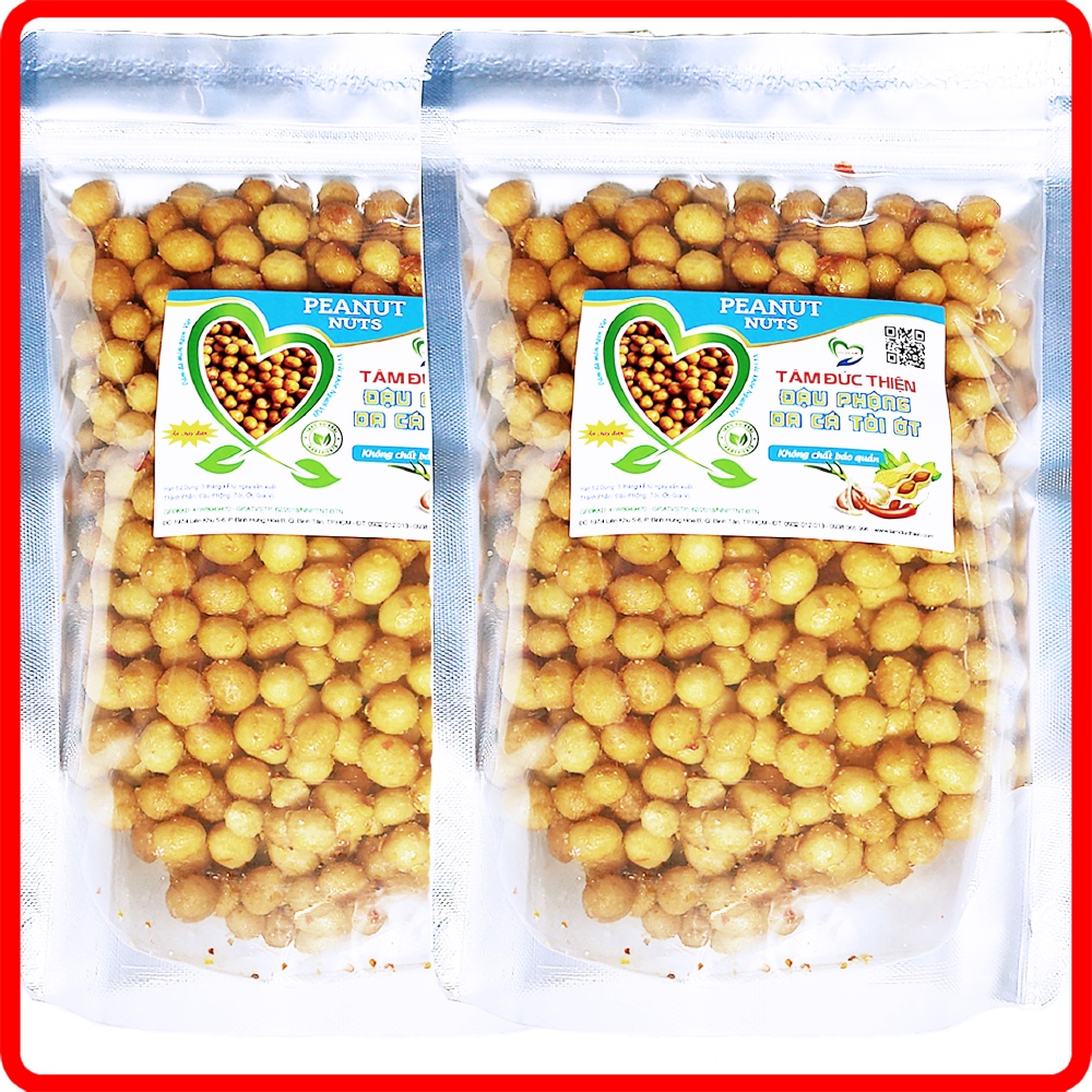 Combo 1KG Đậu Phộng Da Cá Rang Tỏi Ớt Tâm Đức Thiện (2 x Túi 500GR)