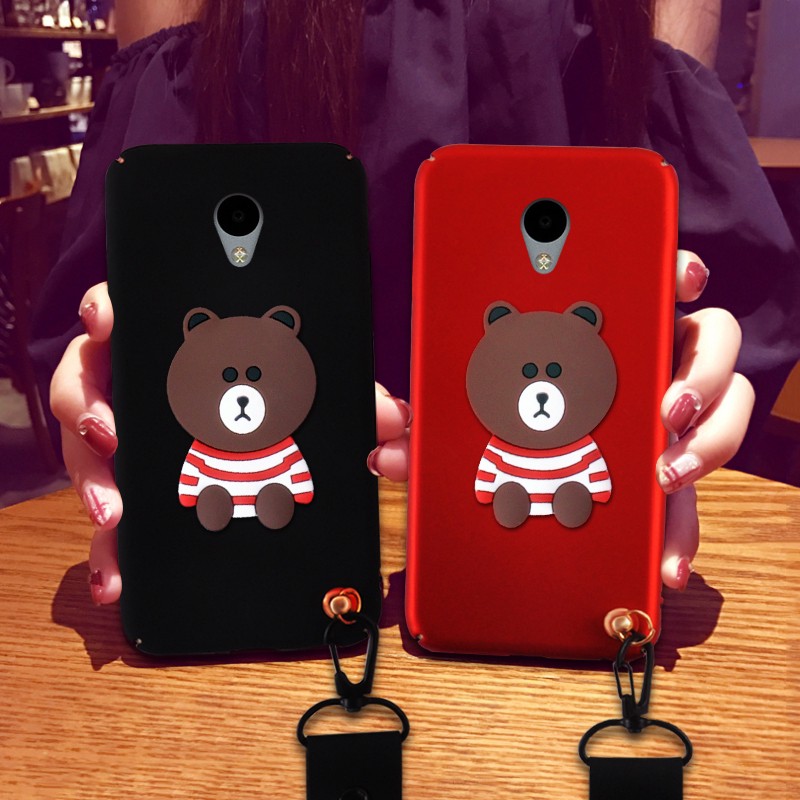 Meizu M3S M3 Note M5 Note M5C M5S MX6 M6 Case Carton Bear With Strap phone case