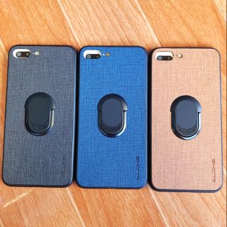 Ốp lưng iPhone 7 Plus/8 Plus da vãi nhám kèm iring xỏ ngón cao cấp