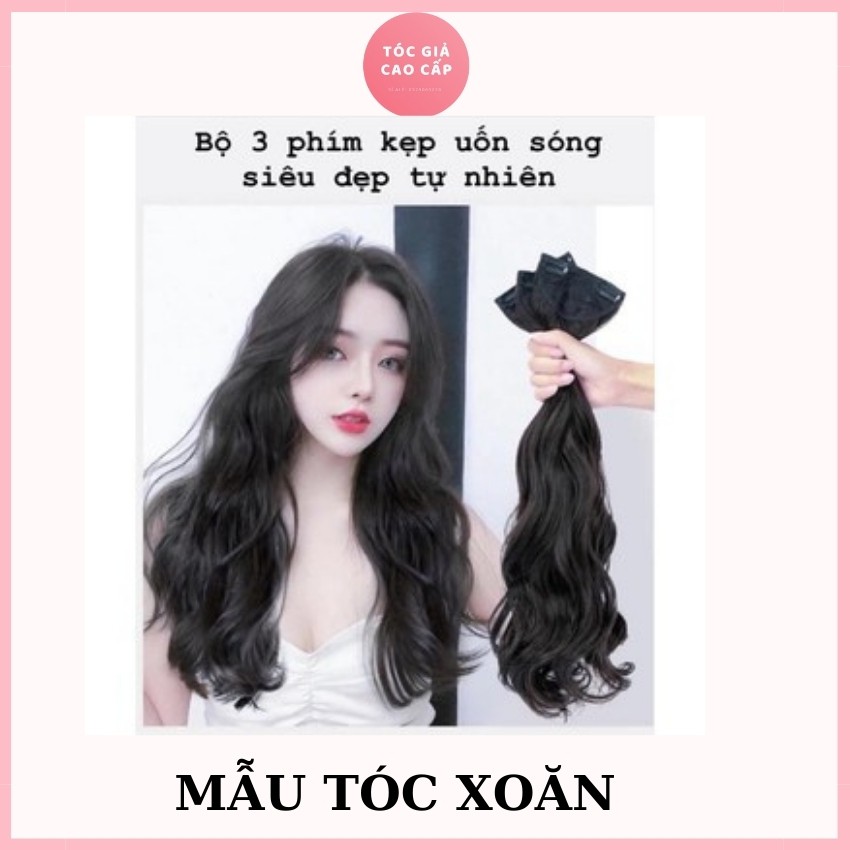 Tóc giả kẹp xoăn sóng làm dày tóc, combo 3 dải kẹp, sợi tơ cao cấp mềm đẹp.